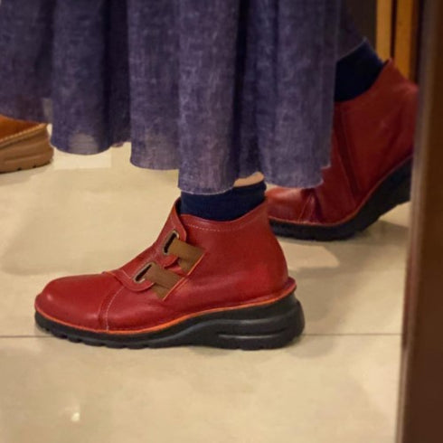 【TODAY'S 0110 ダークブルーキャメルオリーブ】国産本革サイドジップレザースニーカー