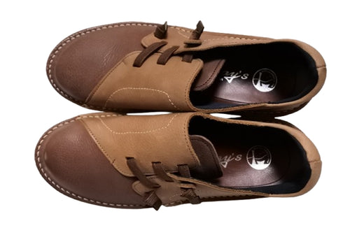 【TODAY'S 0118 ダークブラウンライトブラウン】国産本革軽量4Eゴムベルトスリッポン