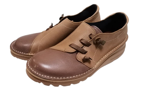 【TODAY'S 0118 ダークブラウンライトブラウン】国産本革軽量4Eゴムベルトスリッポン