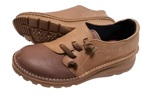 【TODAY'S 0118 ダークブラウンライトブラウン】国産本革軽量4Eゴムベルトスリッポン