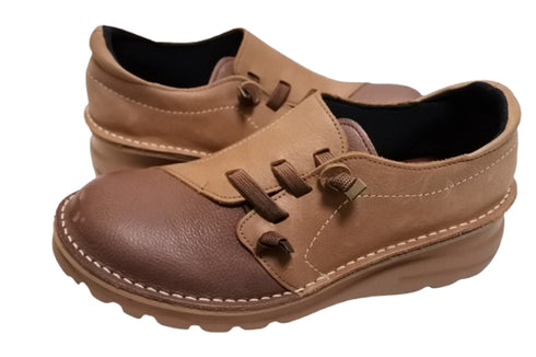 【TODAY'S 0118 ダークブラウンライトブラウン】国産本革軽量4Eゴムベルトスリッポン