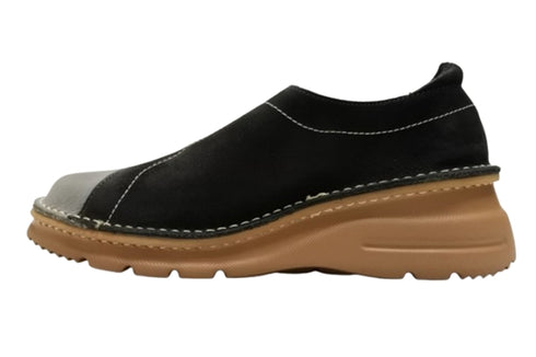 【TODAY'S 0118 フォレストブラック】国産本革軽量4Eゴムベルトスリッポン