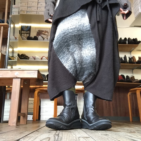 【TODAY's 0206 グレー】幅広4E サイドジップミドルブーツ