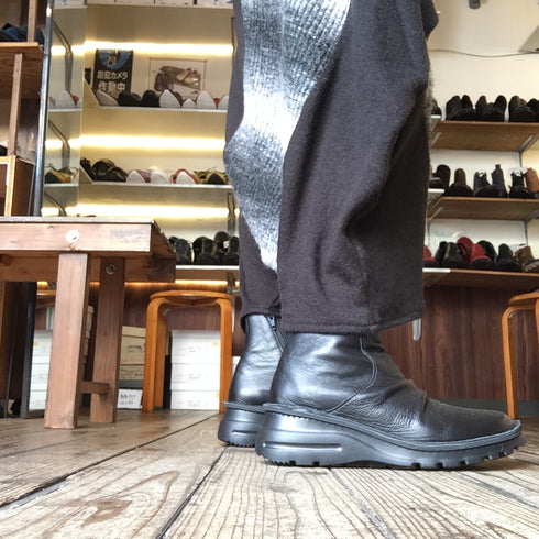 【TODAY's 0206 グレー】幅広4E サイドジップミドルブーツ