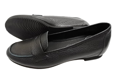 【arui_toe 1702 ブラック】イタリアンレザー本革軽量ローファー