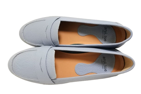 【arui_toe 1702 サックスブルー】イタリアンレザー本革軽量ローファー