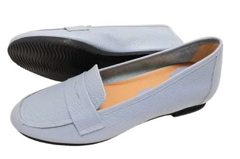 【arui_toe 1702 サックスブルー】イタリアンレザー本革軽量ローファー