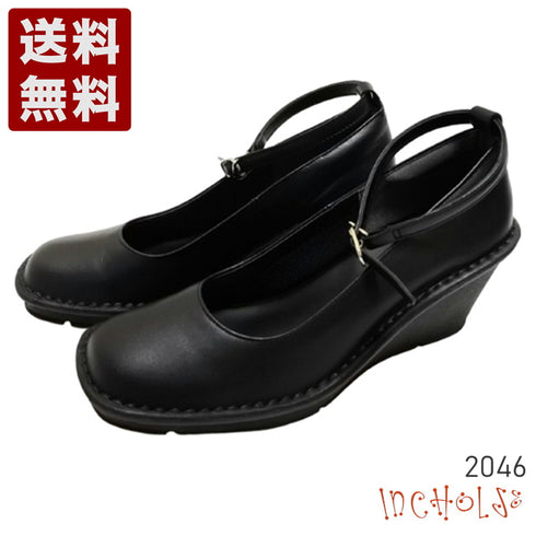 【インコルジェ 2046 ブラック】2WAYウェッジヒールパンプス