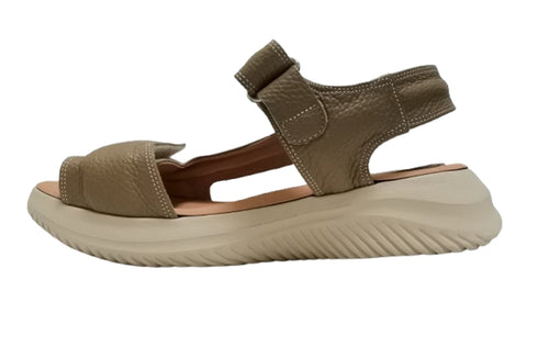 【arui_toe 2231 グレージュ】面ファスナーダブルストラップコンフォートサンダル