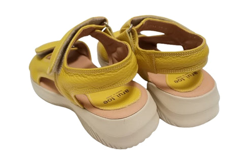 【arui_toe 2231 イエロー】面ファスナーダブルストラップコンフォートサンダル