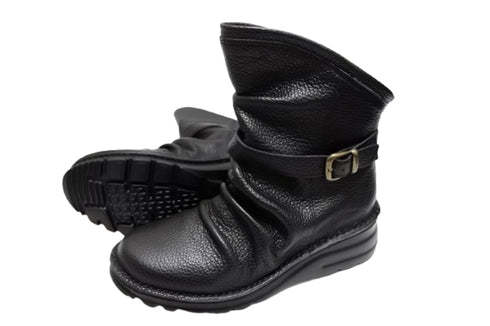 【TODAY'S 328 】軽量本革バックルベルト付き バックジップブーツ