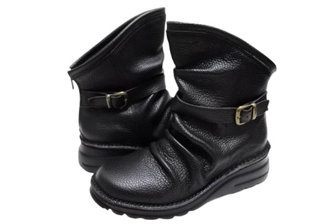 【TODAY'S 328 】軽量本革バックルベルト付き バックジップブーツ