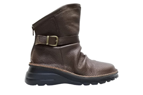 【TODAY'S 328 チョコレート】軽量本革バックルベルト付き バックジップブーツ