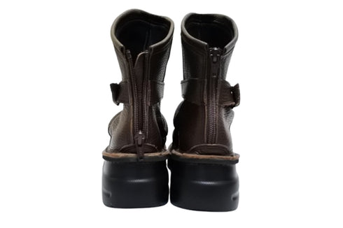 【TODAY'S 328 チョコレート】軽量本革バックルベルト付き バックジップブーツ