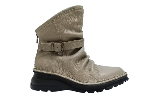 【TODAY'S 328 グレー】軽量本革バックルベルト付き バックジップブーツ