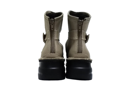 【TODAY'S 328 グレー】軽量本革バックルベルト付き バックジップブーツ