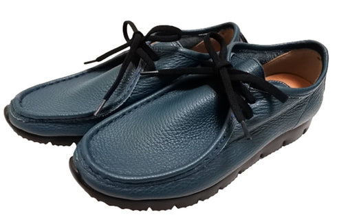 【arui_toe 3590 ブルー】本革コンフォートモカシン靴紐シューズ