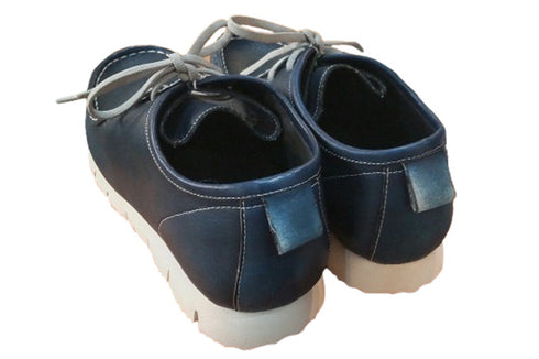 【arui_toe 3590 受注生産スペシャルモデル 濃藍染】本革コンフォートモカシン靴紐シューズ