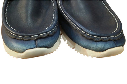 【arui_toe 3590 受注生産スペシャルモデル 濃藍染】本革コンフォートモカシン靴紐シューズ