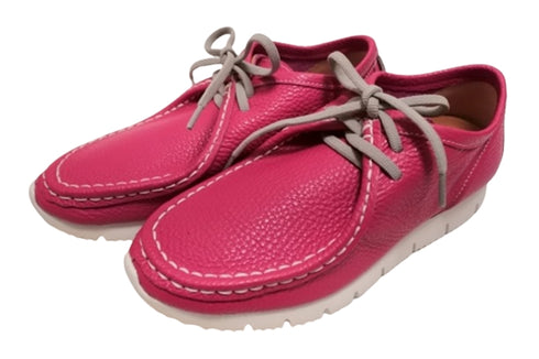 【arui_toe 3590 ピンク】本革コンフォートモカシン靴紐シューズ