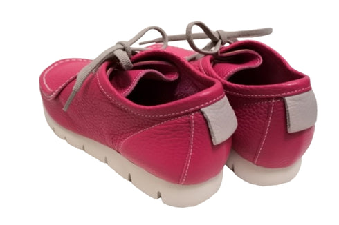 【arui_toe 3590 ピンク】本革コンフォートモカシン靴紐シューズ