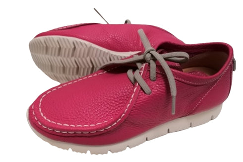 【arui_toe 3590 ピンク】本革コンフォートモカシン靴紐シューズ