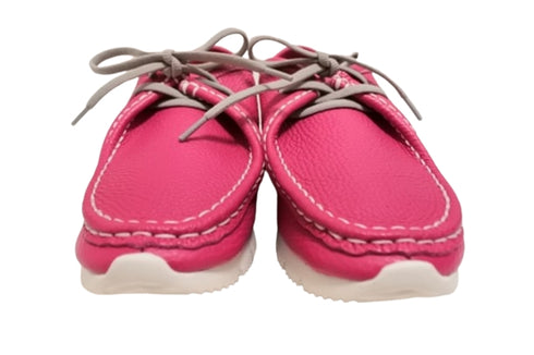 【arui_toe 3590 ピンク】本革コンフォートモカシン靴紐シューズ