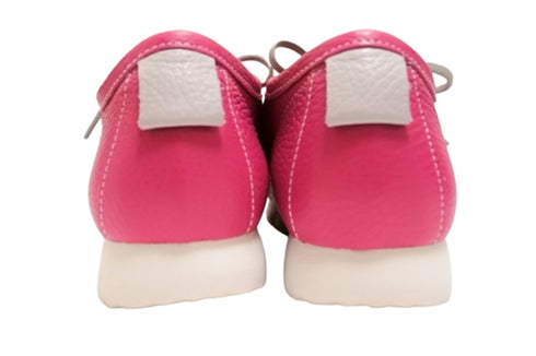 【arui_toe 3590 ピンク】本革コンフォートモカシン靴紐シューズ