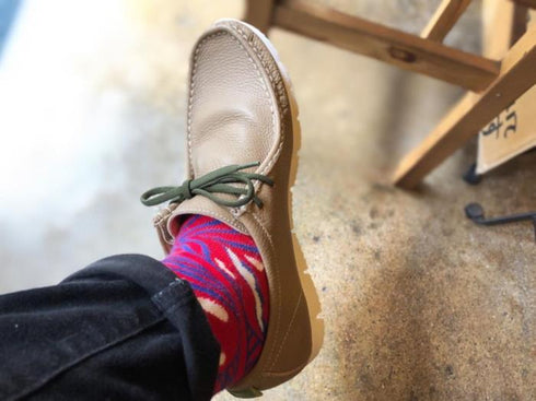 【arui_toe 3590 ネイビー】本革コンフォートモカシン靴紐シューズ