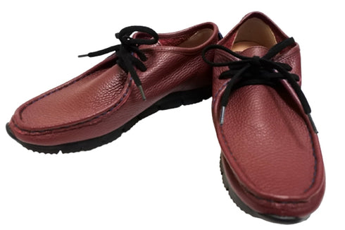 【arui_toe 3590 ワイン】本革コンフォートモカシン靴紐シューズ