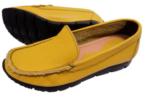 【arui_toe 3950 イエロー】本革コンフォートスリッポン