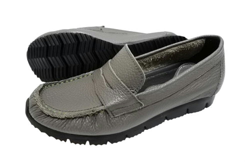 【arui_toe 39512 グレー】本革コンフォートローファー