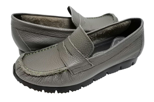 【arui_toe 39512 グレー】本革コンフォートローファー