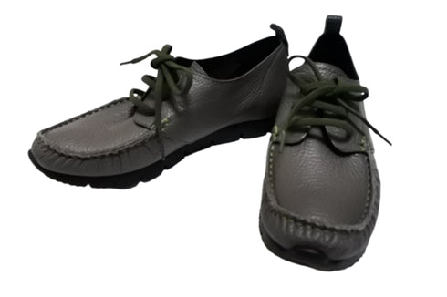 【arui_toe 3955BL グレー】本革コンフォートモカシンデッキシューズ