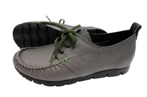 【arui_toe 3955BL グレー】本革コンフォートモカシンデッキシューズ