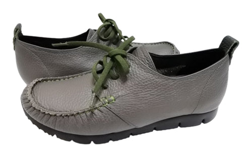 【arui_toe 3955BL グレー】本革コンフォートモカシンデッキシューズ