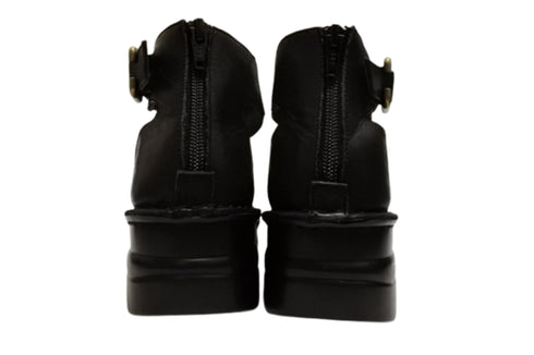 【インコルジェ4032 ブラック】本革バックファスナー オープントゥブーツサンダル