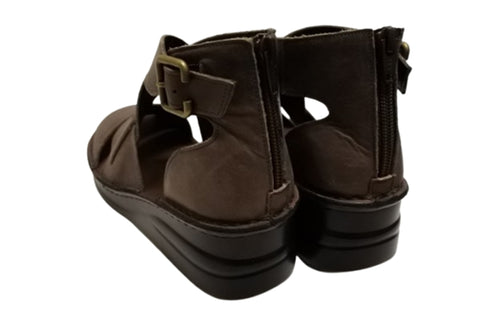 【インコルジェ4032 グレー】本革バックファスナー オープントゥブーツサンダル