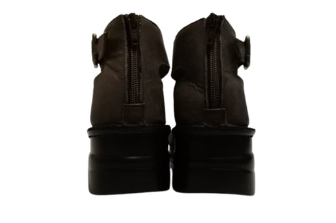 【インコルジェ4032 グレー】本革バックファスナー オープントゥブーツサンダル