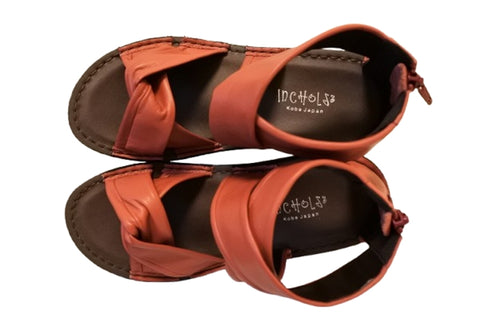 【インコルジェ4037 ローズ】本革バックファスナー クロスリボンサンダル