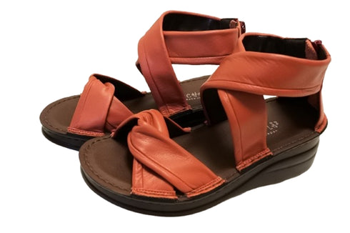 【インコルジェ4037 ローズ】本革バックファスナー クロスリボンサンダル