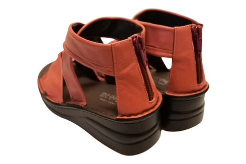 【インコルジェ4037 ローズ】本革バックファスナー クロスリボンサンダル