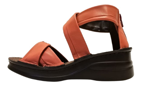 【インコルジェ4037 ローズ】本革バックファスナー クロスリボンサンダル