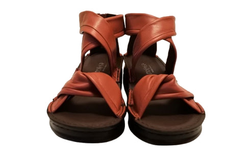 【インコルジェ4037 ローズ】本革バックファスナー クロスリボンサンダル