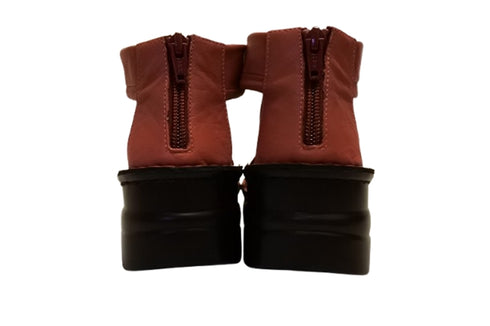 【インコルジェ4037 ローズ】本革バックファスナー クロスリボンサンダル