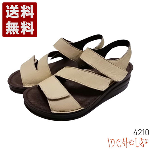 【インコルジェ4210 アイボリー】トリプルベルトサンダル