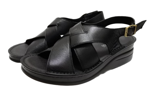 【インコルジェ4212 ブラック】バックベルトデザインサンダル