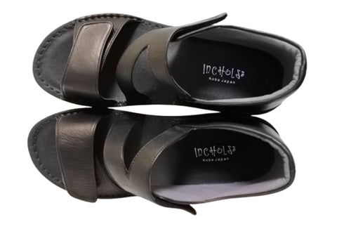 【インコルジェ4224 ブラック】本革ダブルベルトデザインサンダル