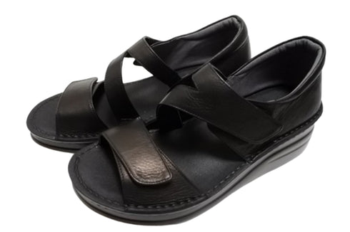 【インコルジェ4224 ブラック】本革ダブルベルトデザインサンダル