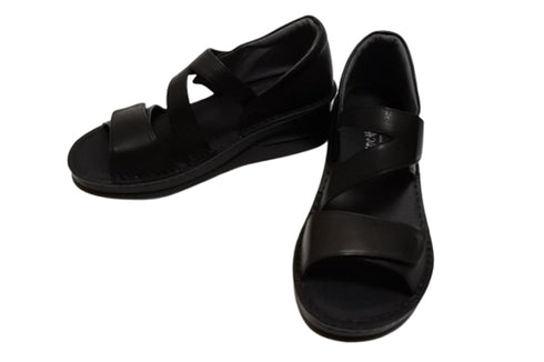 【インコルジェ4224 ブラック】本革ダブルベルトデザインサンダル